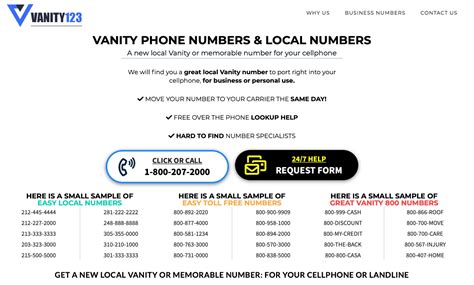 local vanity phone number availability